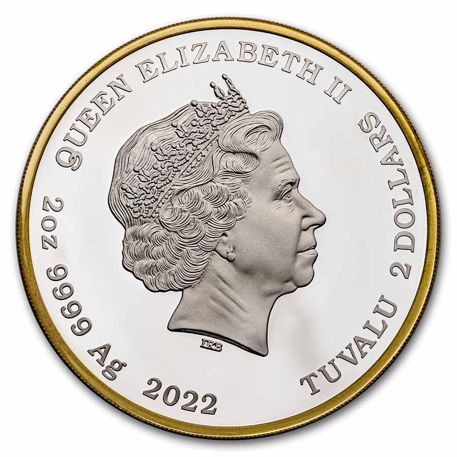 2022 TUV 2 oz Silver Gilded James Bond 007 60 Years of Bond PF