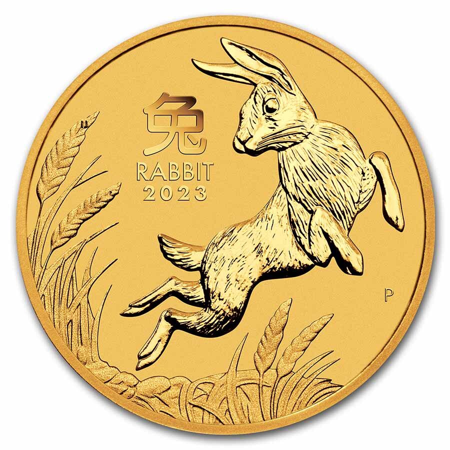 2023 Australia 1 oz Gold Lunar Rabbit MS-70 PCGS (FDI, Red Label)