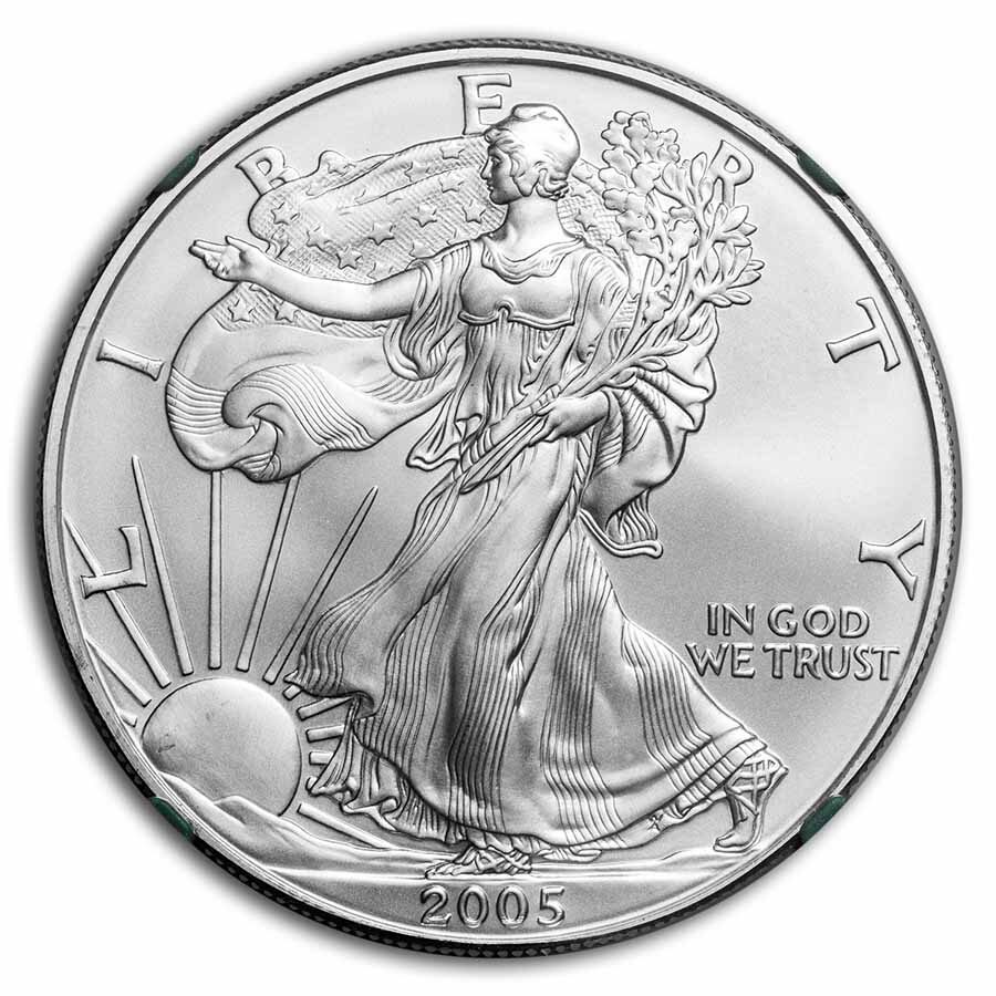 2005 American Silver Eagle MS-69 NGC (Green Holder)