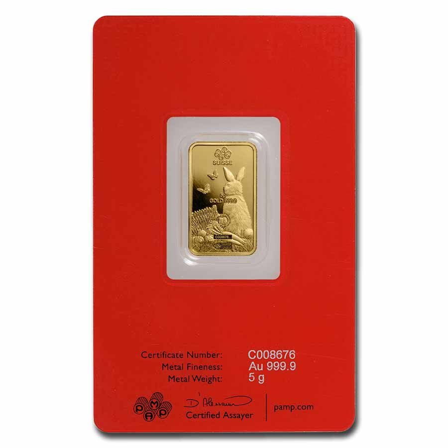 2023 5 gram Gold Bar - PAMP Suisse Year of the Rabbit (In Assay)