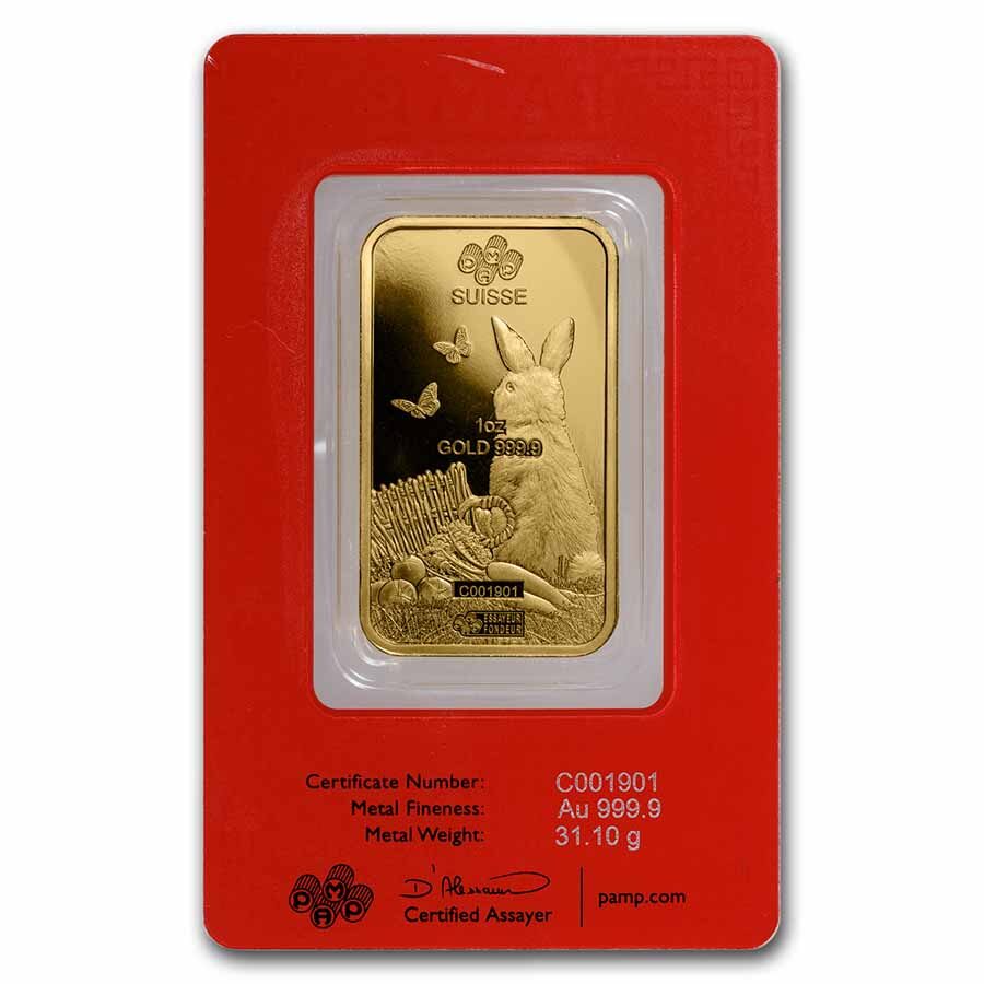 2023 1 oz Gold Bar - PAMP Suisse Year of the Rabbit (In Assay)