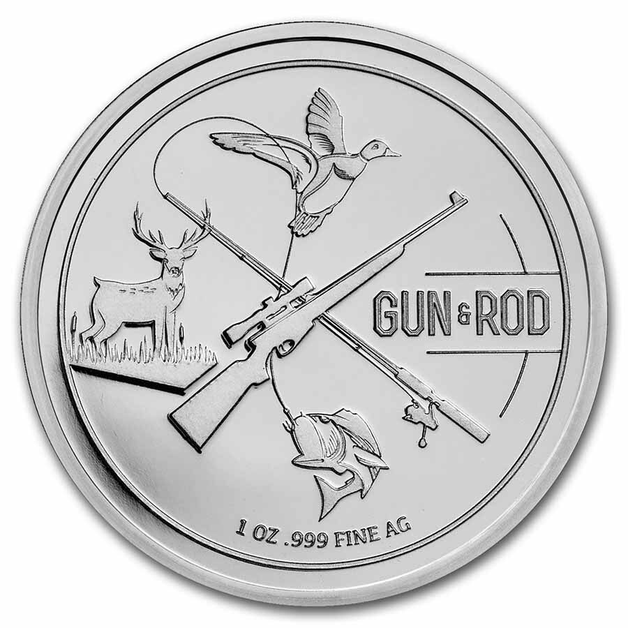 1 oz Silver Round - Gun & Rod (Bass)