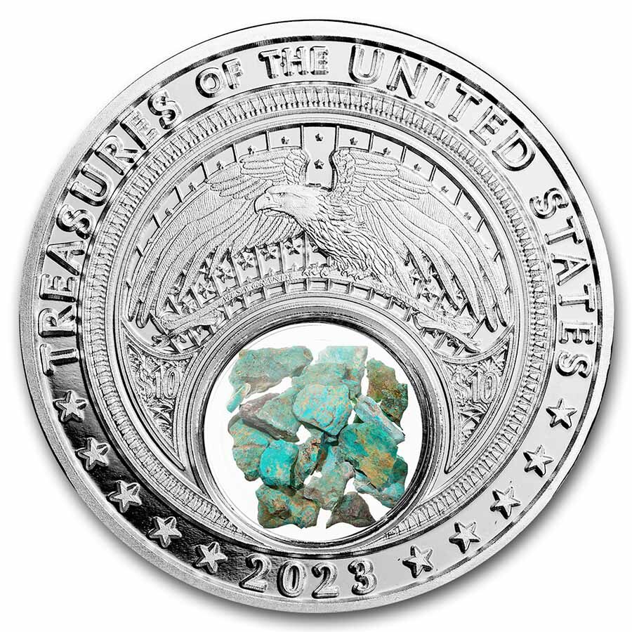 2023 1 oz Ag Treasures of the U.S. New Mexico Turquoise (Color)