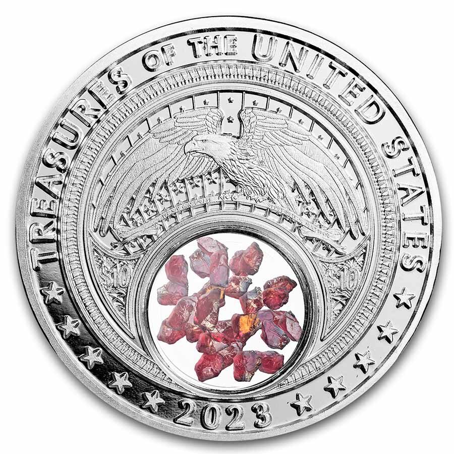 2023 1 oz Ag Treasures of the U.S. New York Garnet (Colorized)