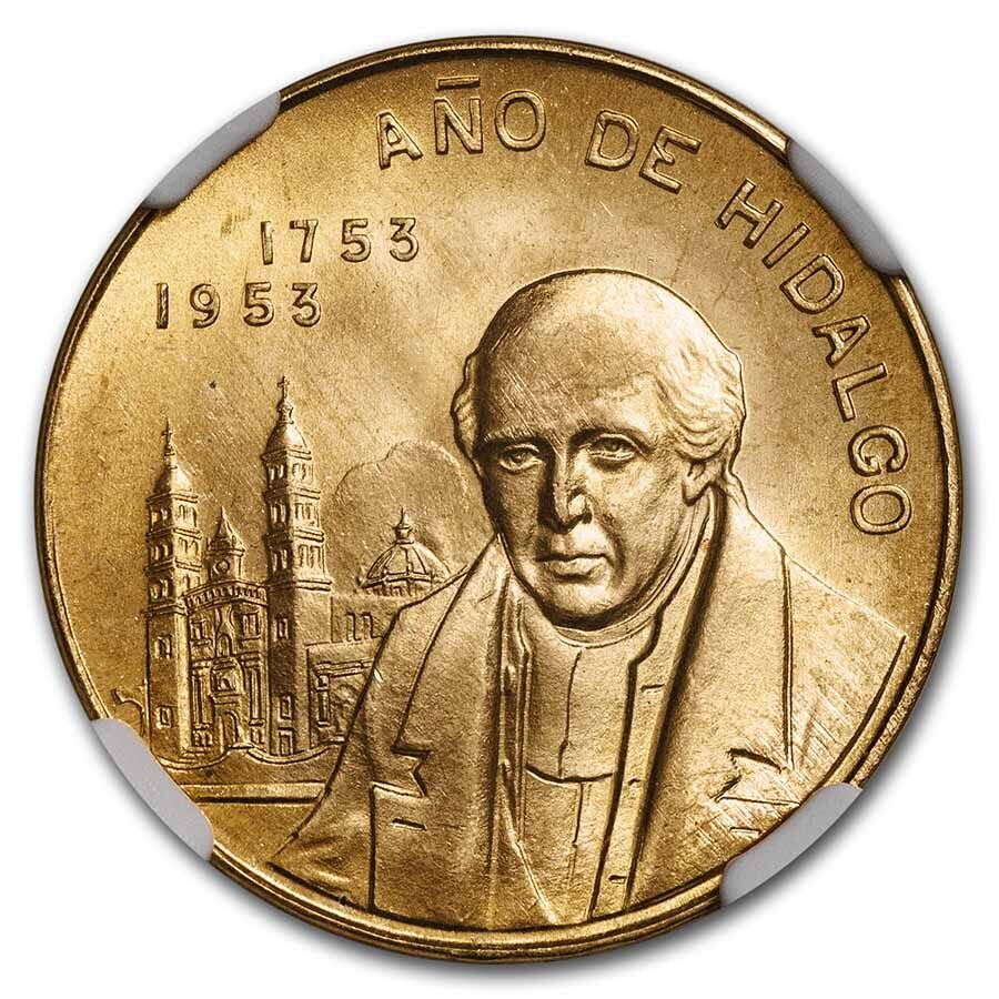 1953 Mexico Gold 10 Peso Hildalgo 200th Anniversary MS-65 NGC