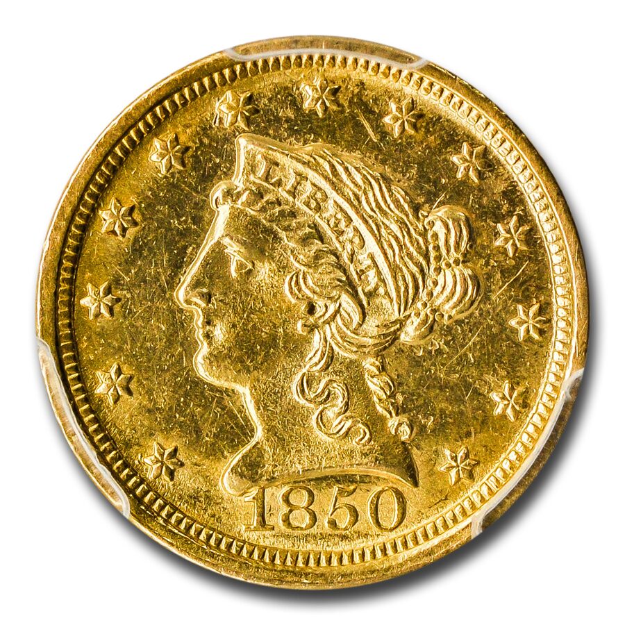 1850-D $2.50 Liberty Gold Quarter Eagle MS-61 PCGS