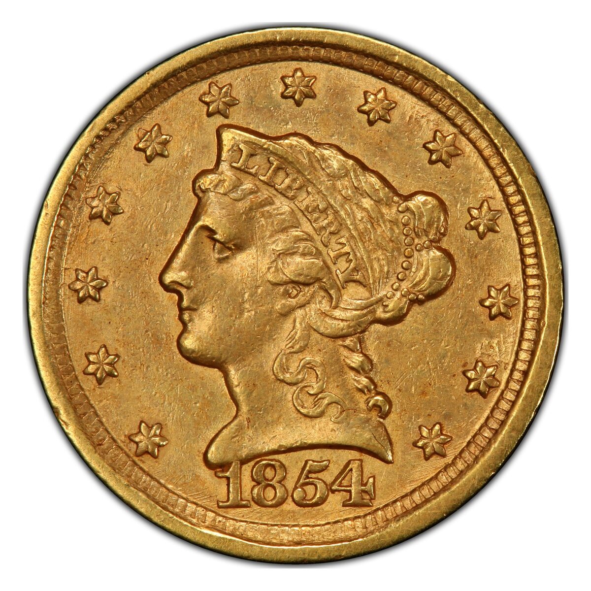 1854-D $2.50 Liberty Gold Quarter Eagle AU-55 PCGS