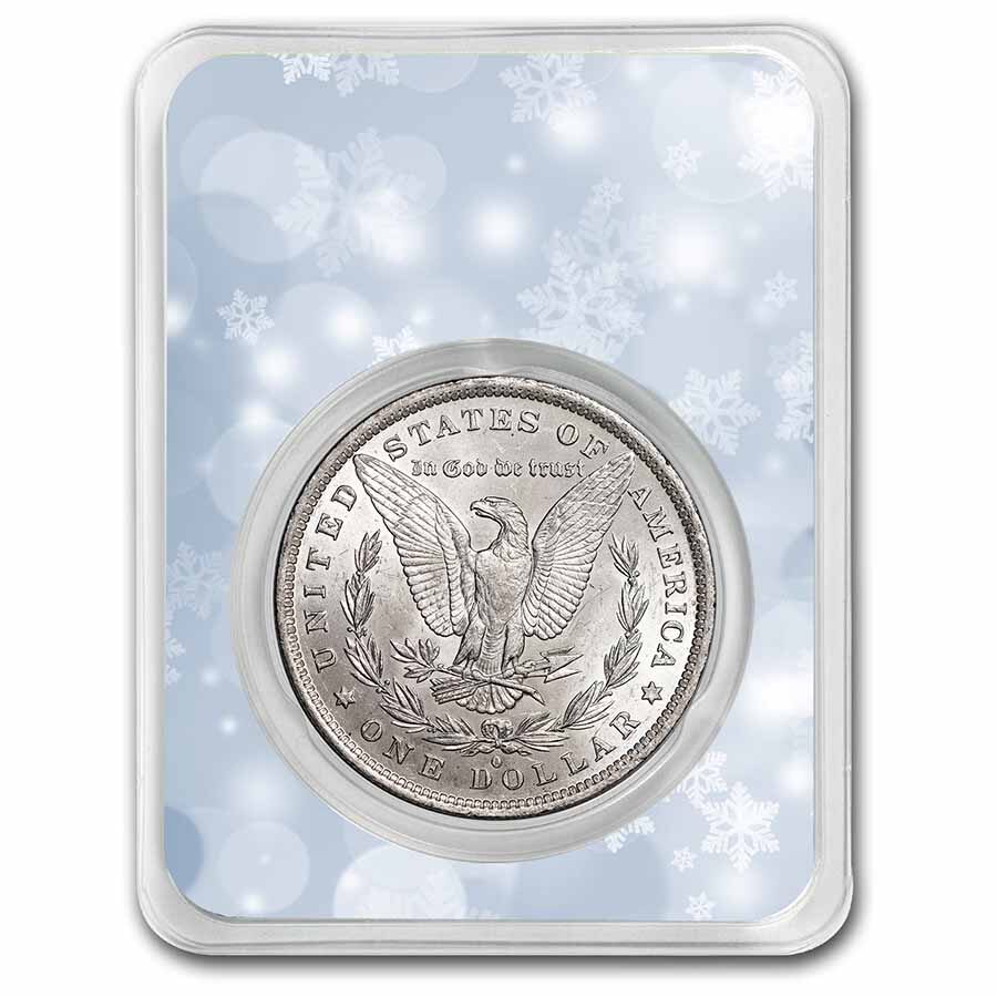 1878-1904 Morgan Silver Dollar BU - w/Christmas Tree Card