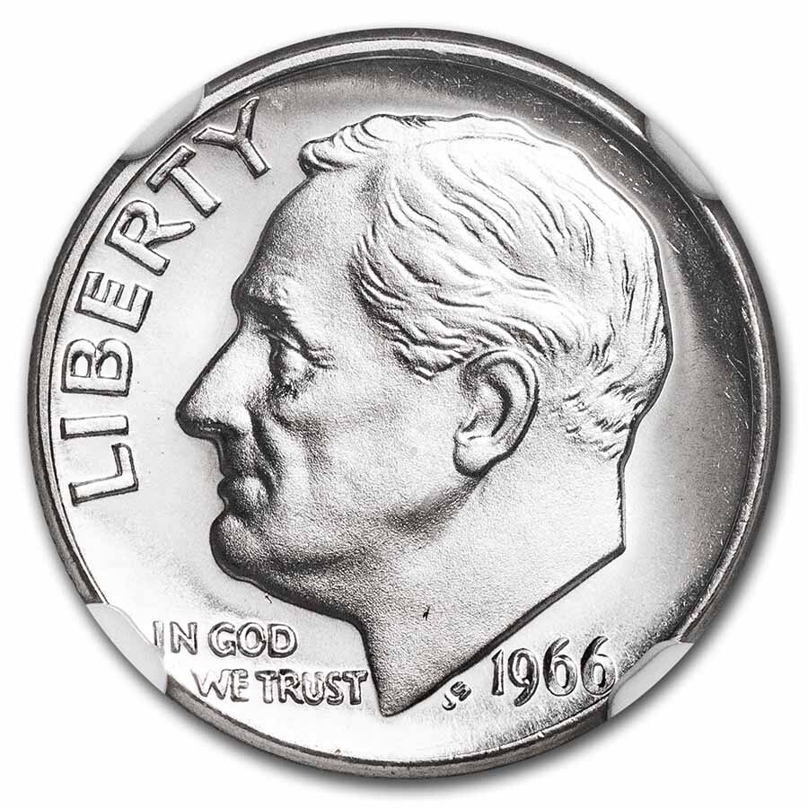 1966 Roosevelt Dime SMS MS-68 NGC