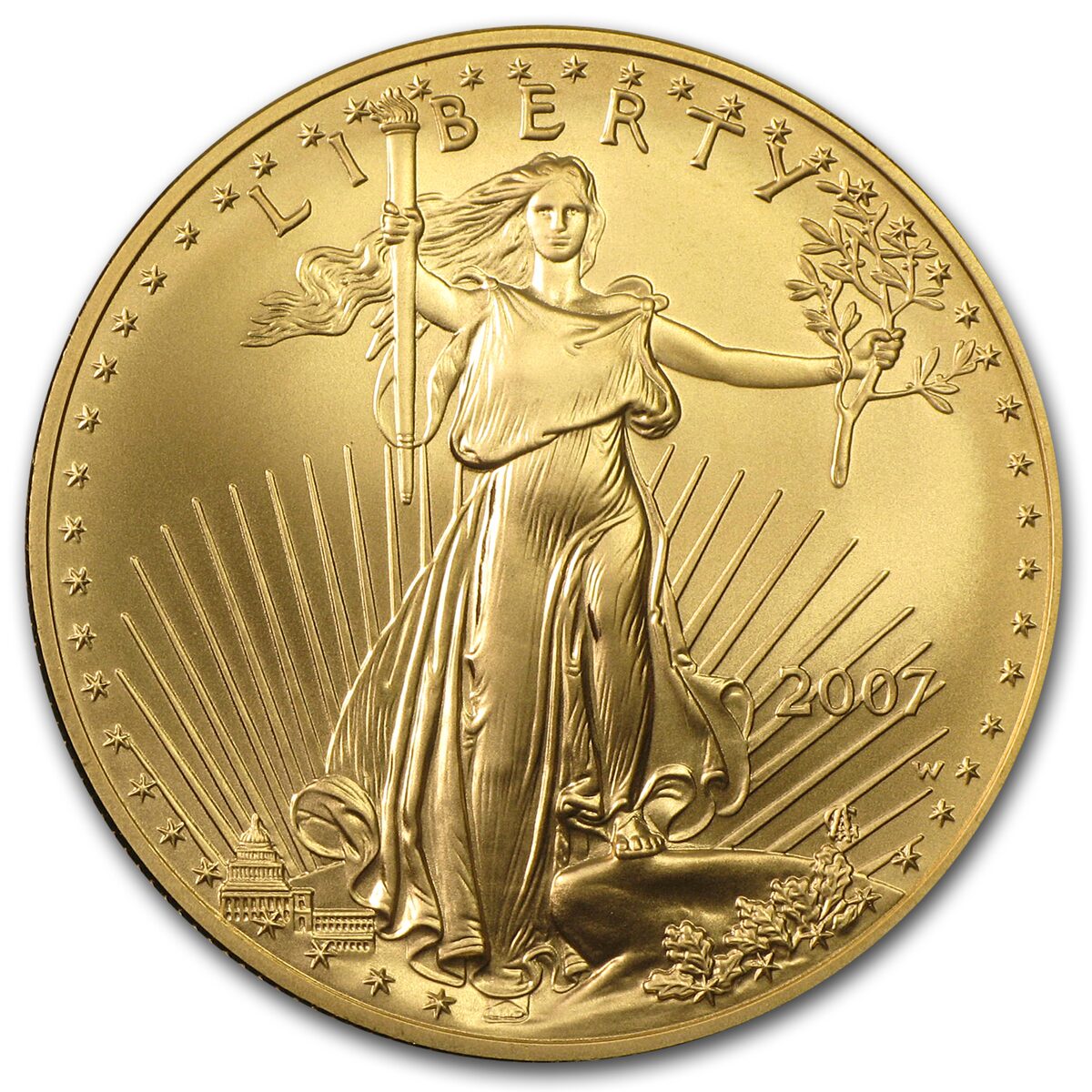 2007-W 1 oz Burnished Gold Eagle (w/Box & COA)