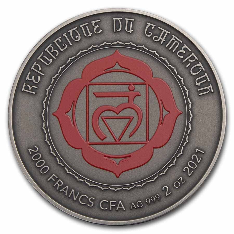 2021 Cameroon 2 oz Silver Antique Chakra; Muladhara