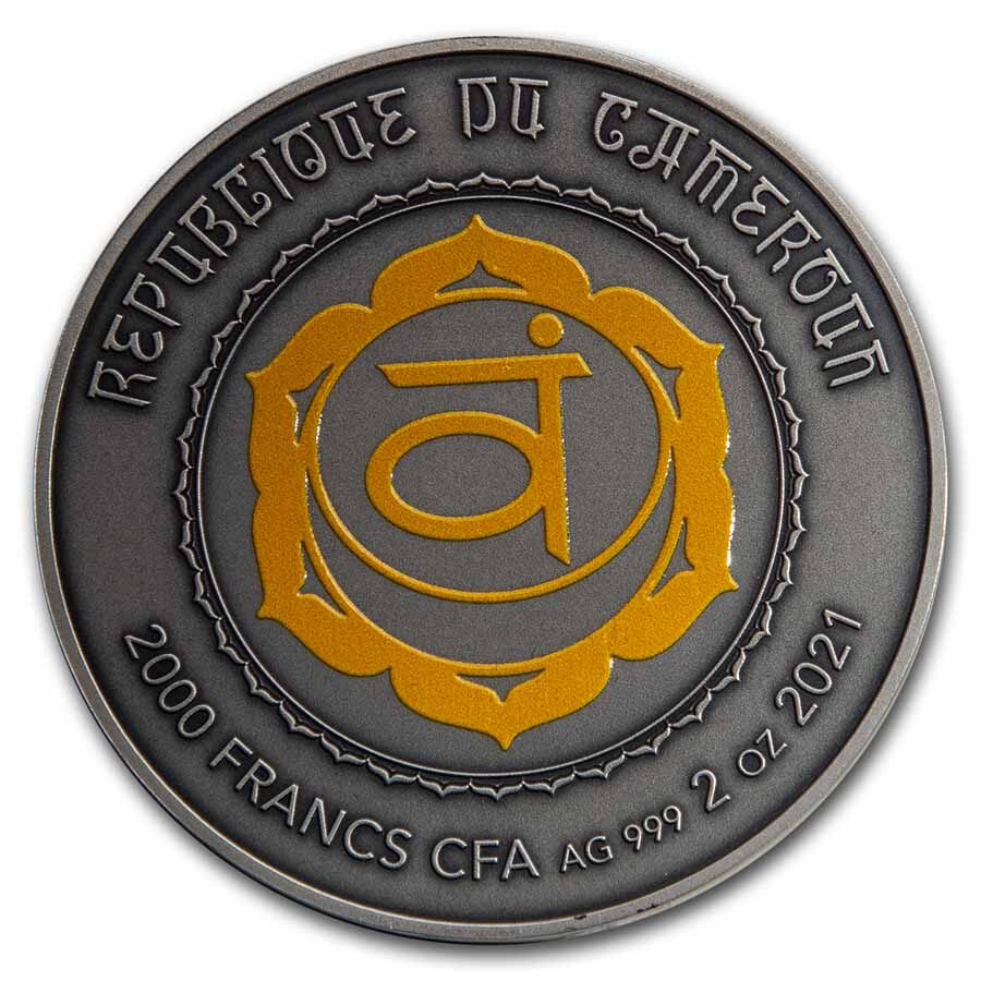 2021 Cameroon 2 oz Silver Antique Chakra; Swadhisthana