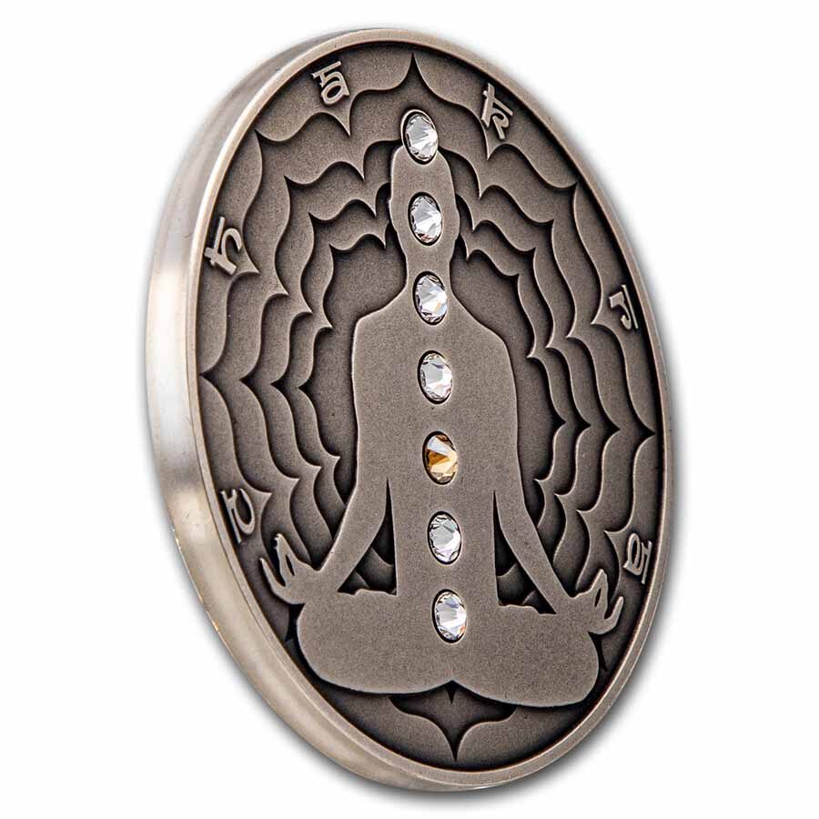 2021 Cameroon 2 oz Silver Antique Chakra; Manipura