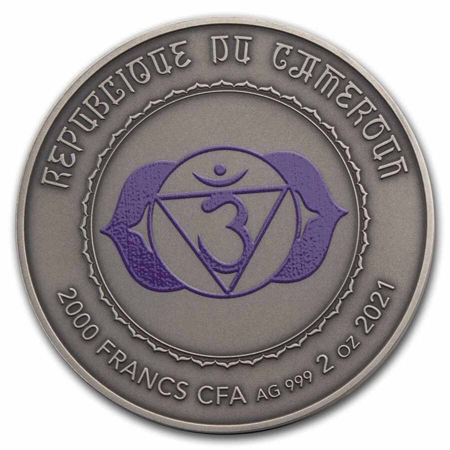 2021 Cameroon 2 oz Silver Antique Chakra; Ajna