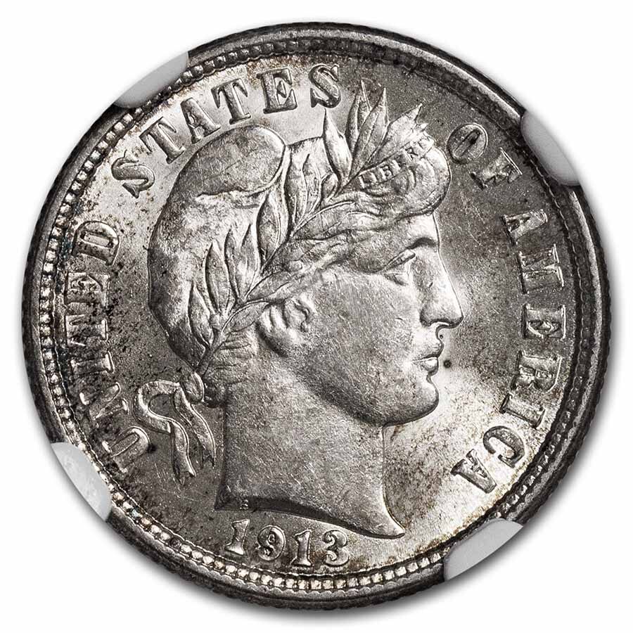 1913 Barber Dime MS-62 NGC