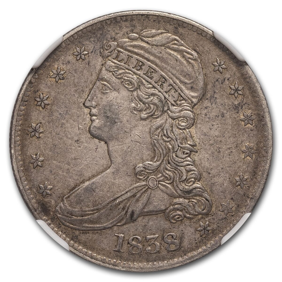 1838 Reeded Edge Half Dollar AU-53 NGC