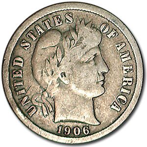 1906-S Barber Dime VG