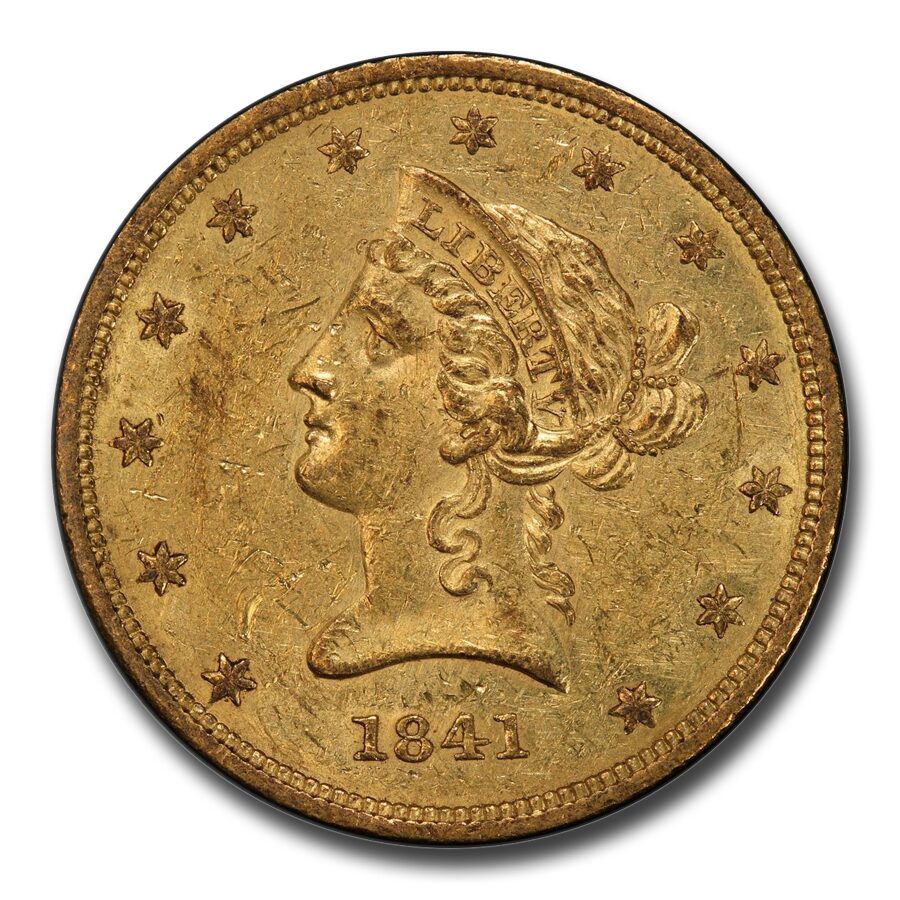 1841 $10 Liberty Gold Eagle AU-58+ PCGS CAC
