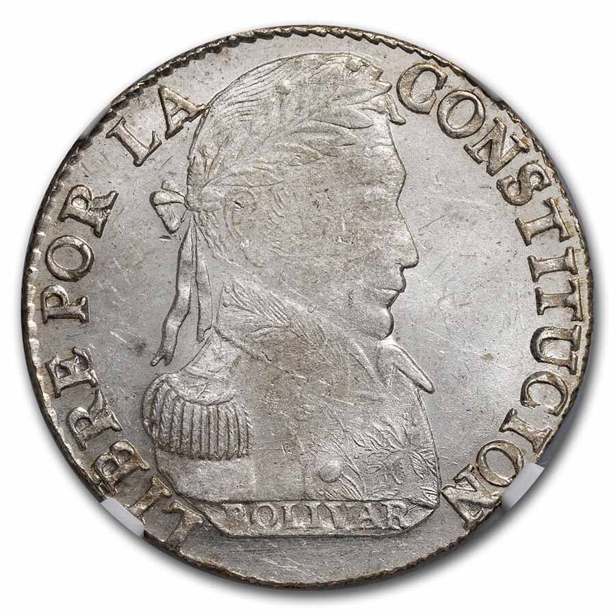1830-PTS FJ Bolivia Silver 4 Soles Bolivar MS-64 NGC "PTS on Isl"