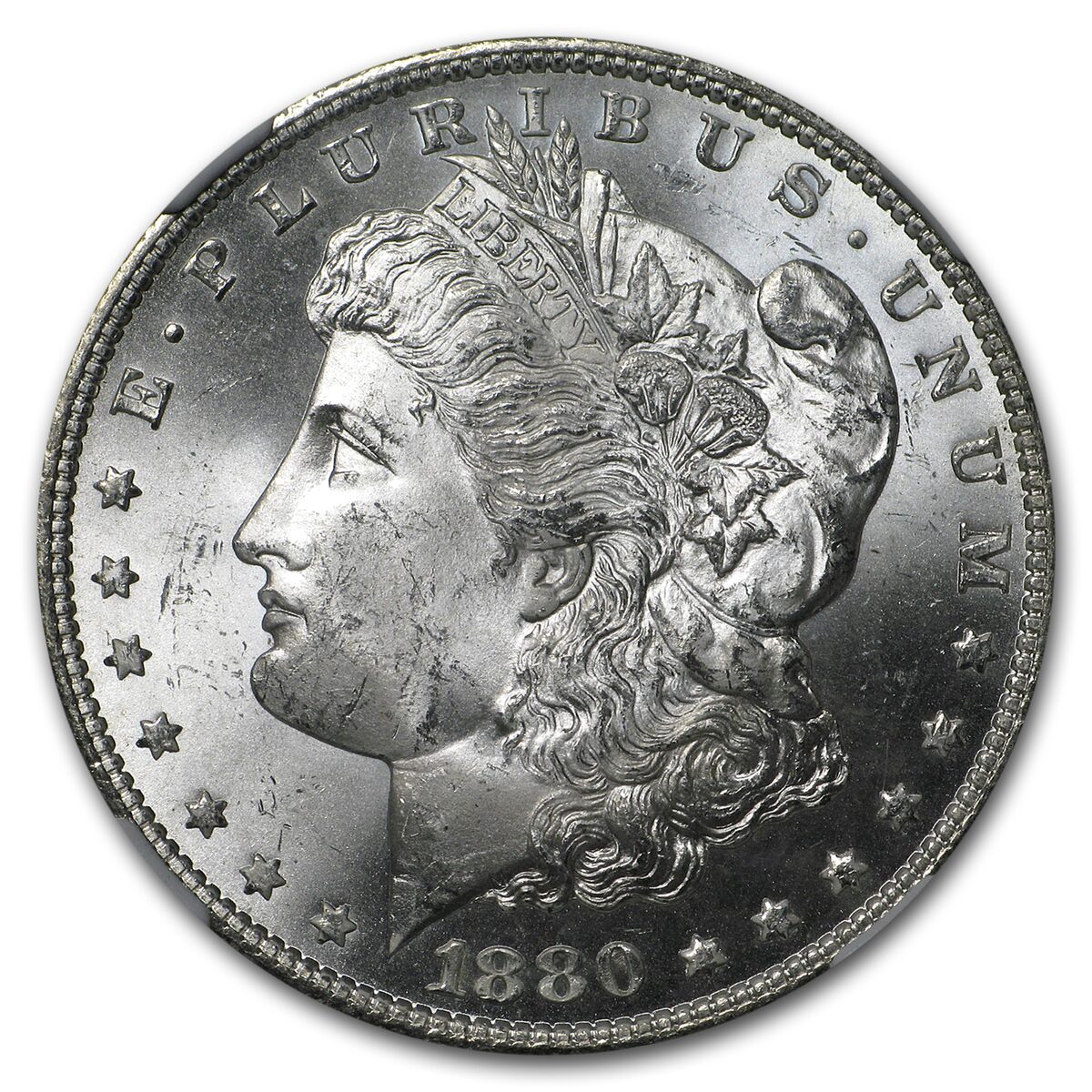 1880/9-S Morgan Dollar MS-64 NGC (VAM-11, 0/9 Overdate Hot-50)