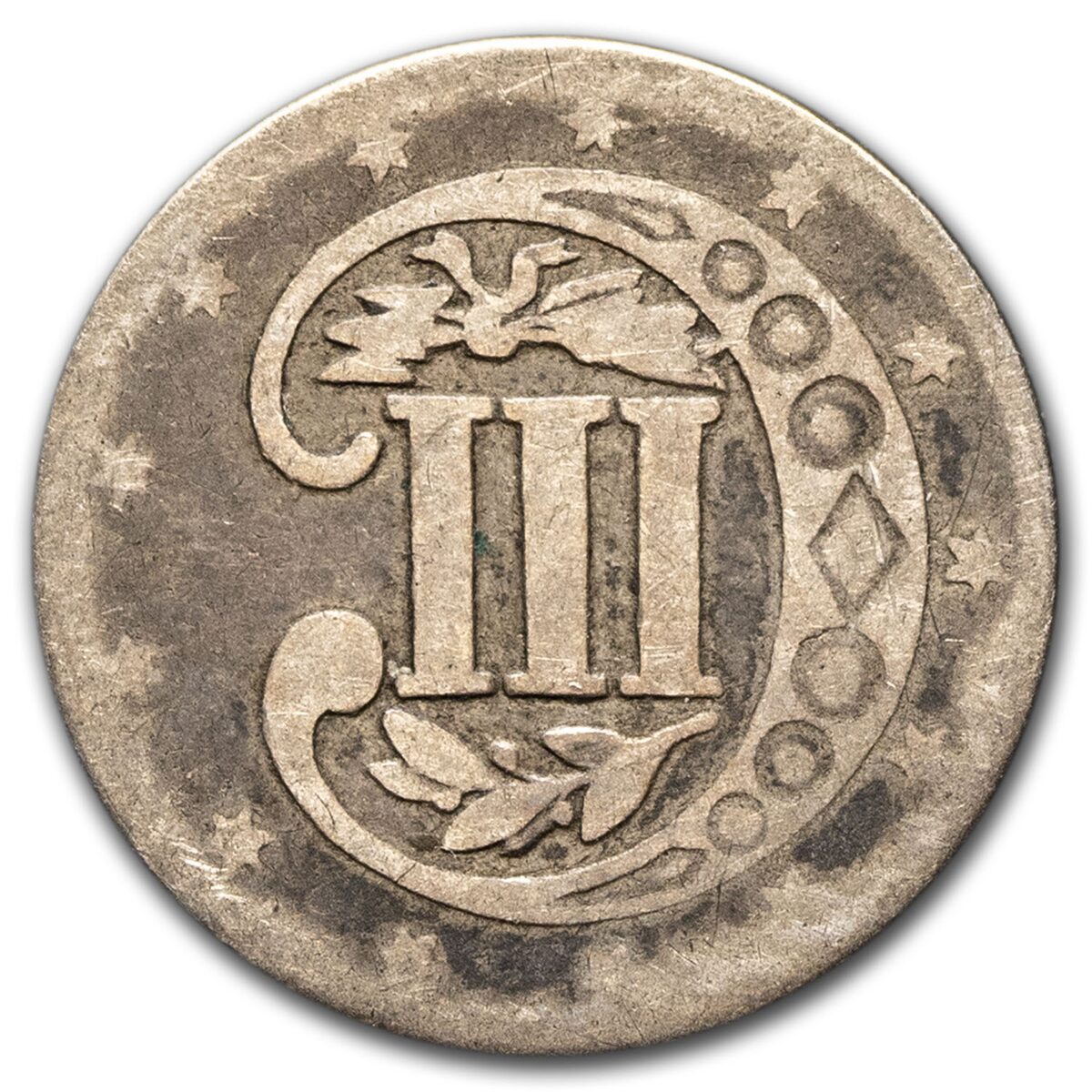 1858 Three Cent Silver VG