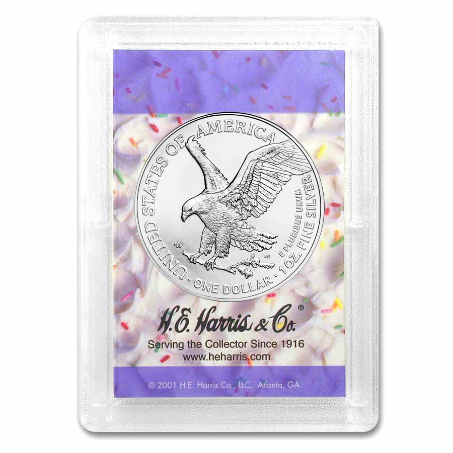 2026 1 oz Silver Eagle - w/Harris Holder, Happy Birthday Design
