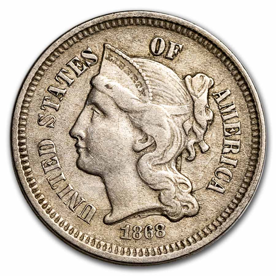 1868 3 Cent Nickel XF