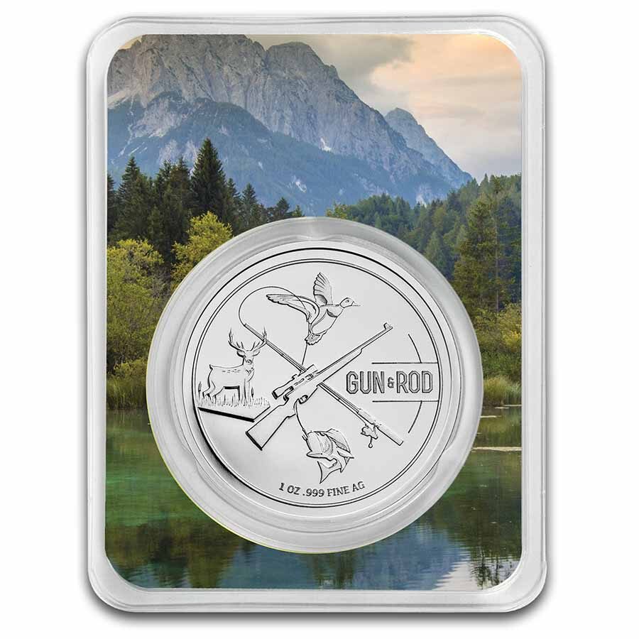 1 oz Silver Round - Gun & Rod (Duck) Colorized w/ TEP