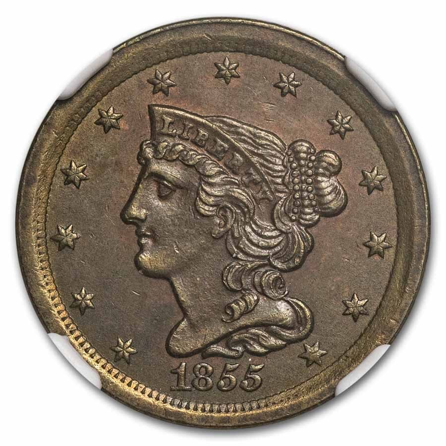 1855 Half Cent MS-63 NGC (Brown)