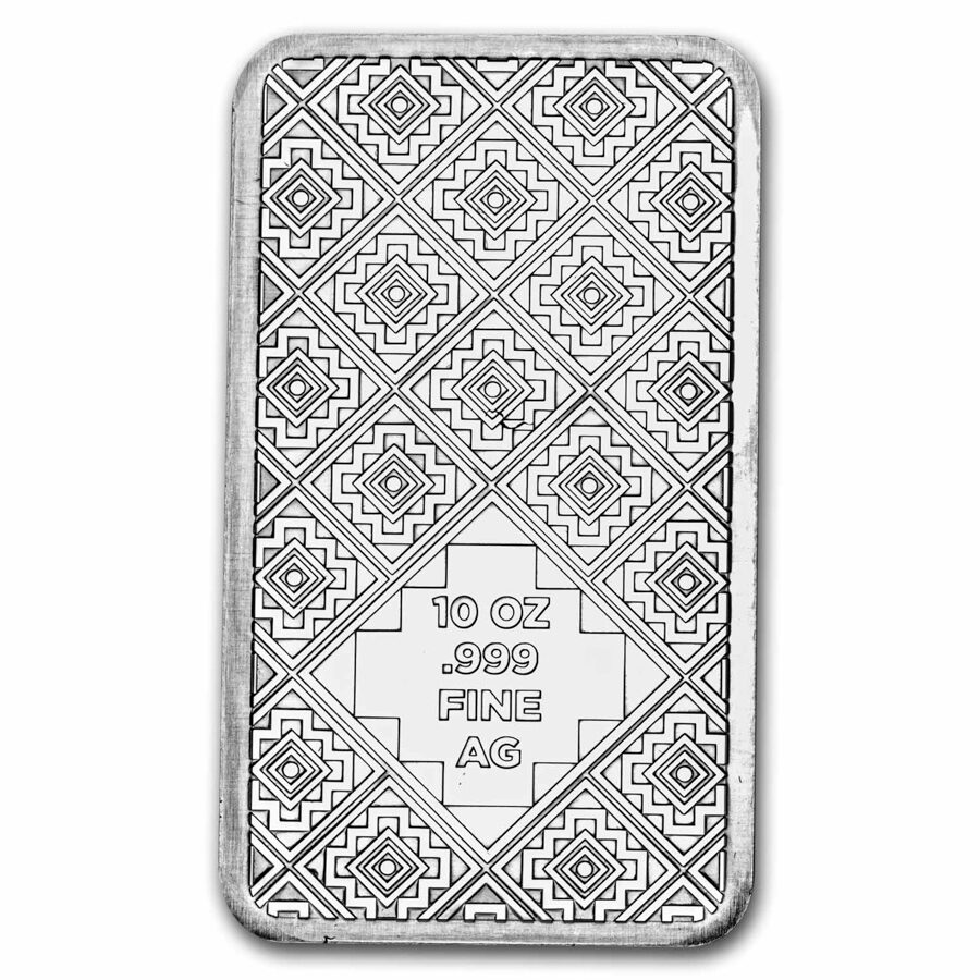 10 oz Silver Bar - Aztec