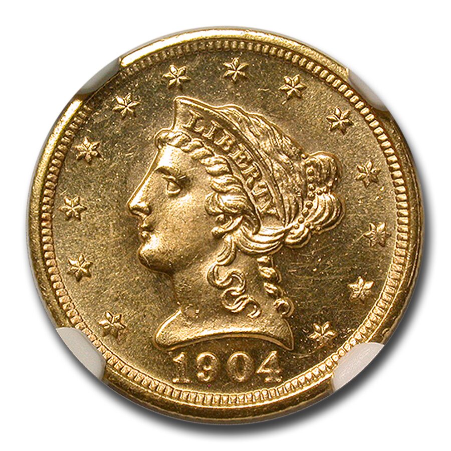 1904 $2.50 Liberty Gold Quarter Eagle MS-64 NGC (PL)