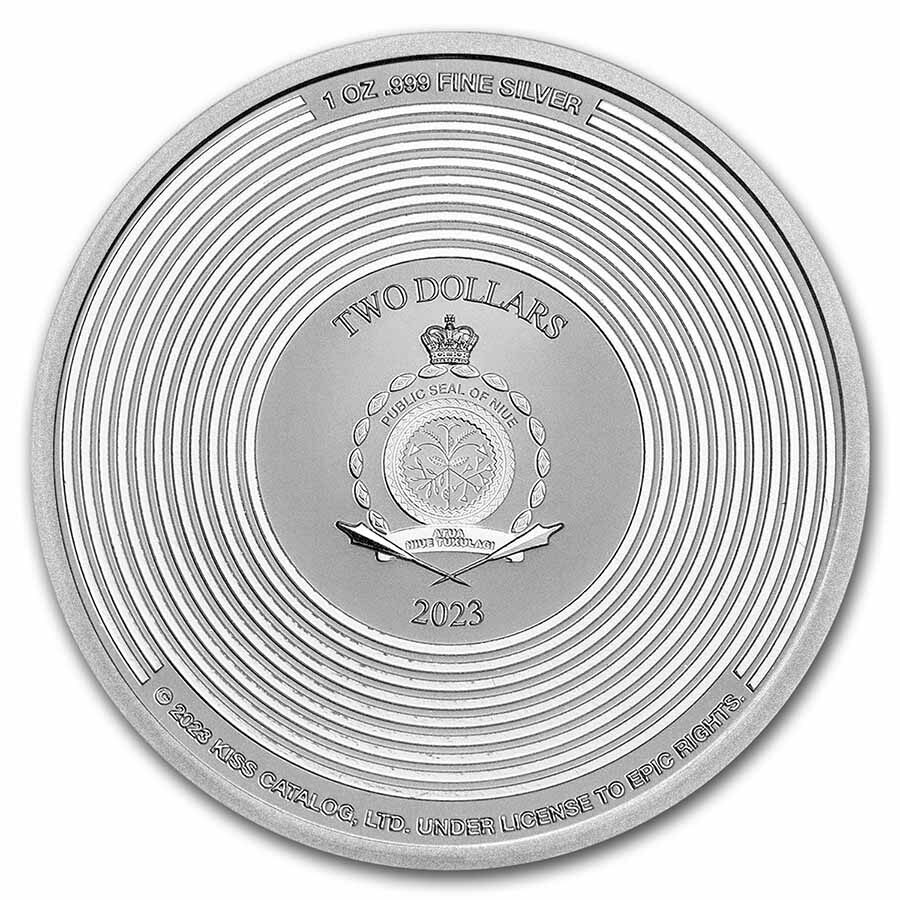 2023 Niue 1 oz Silver $2 KISS 50th Anniversary BU