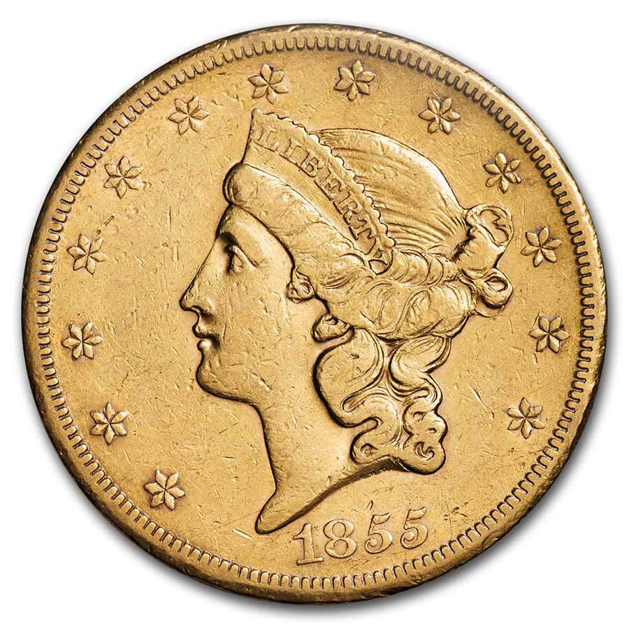 1855-S $20 Liberty Gold Double Eagle XF