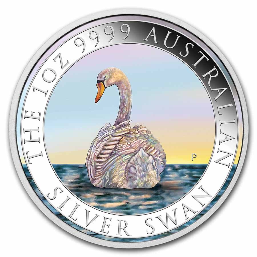2023 AUS 1 oz Silver Swan Colorized MS-70 PCGS (FS, Swan Label)