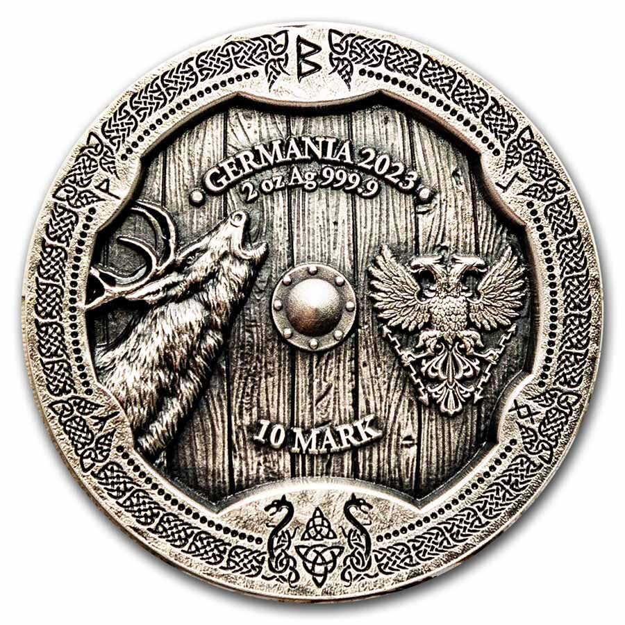 2023 Germania Valkyries: Ostara 2 oz Silver (Antiqued, HR)