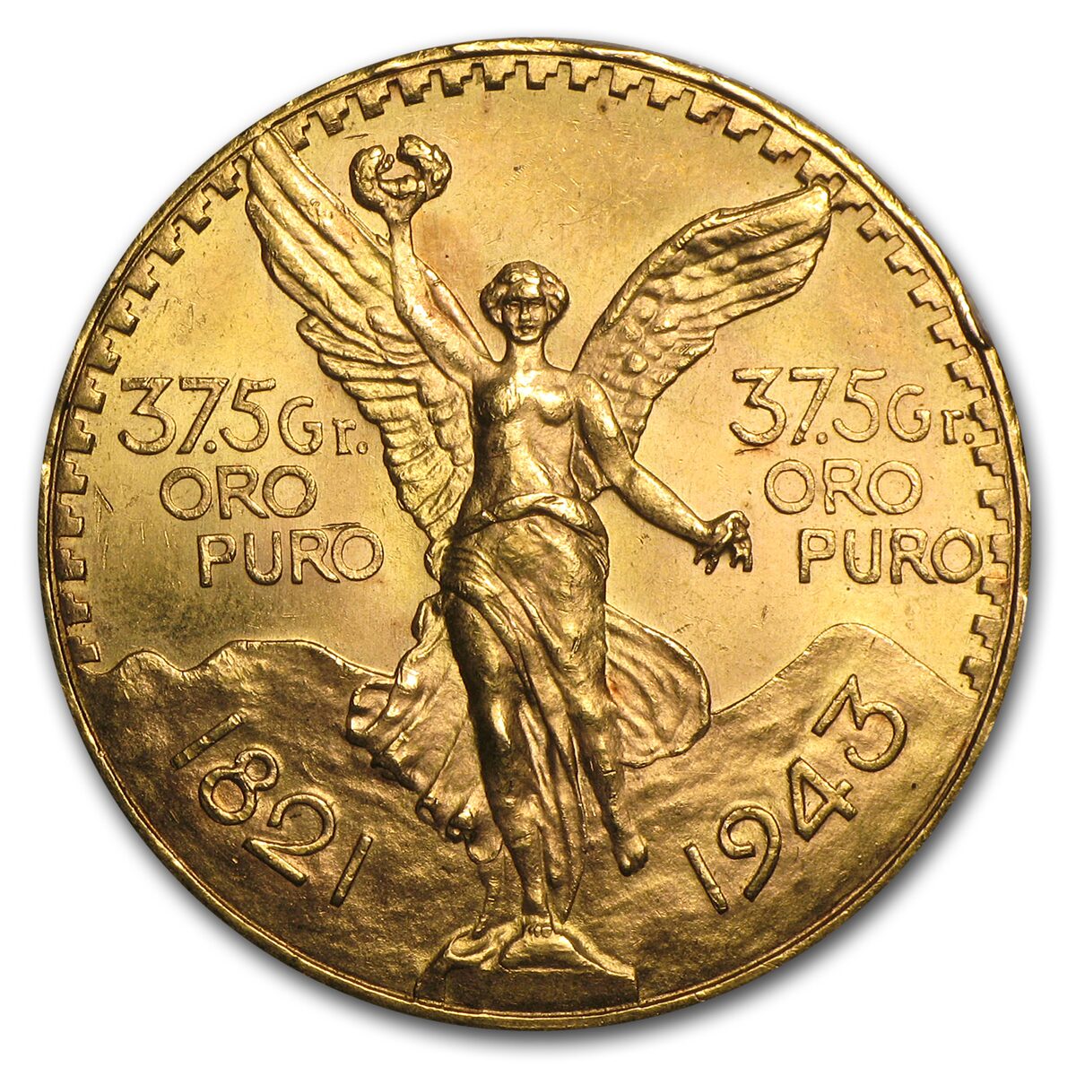 1943 Mexico Gold 50 Pesos AU