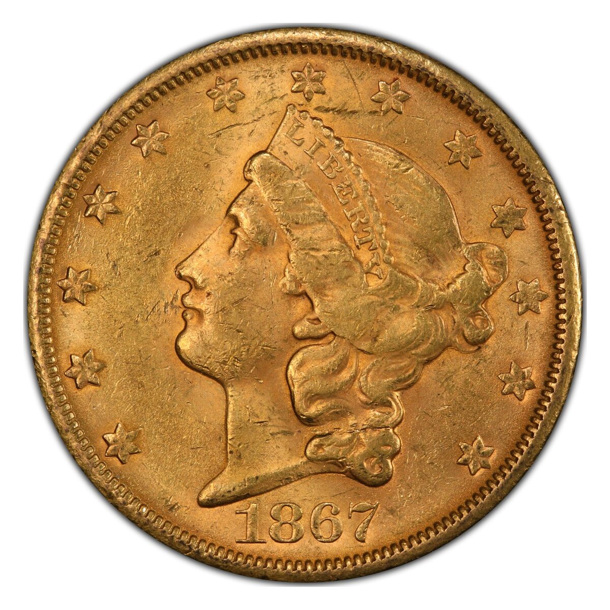 1867-S $20 Liberty Gold Double Eagle MS-62 PCGS