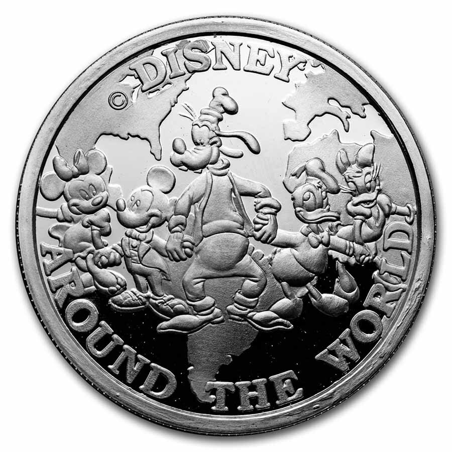 5 oz Silver Round - Disney Donald & Daisy w/Box & COA 1988