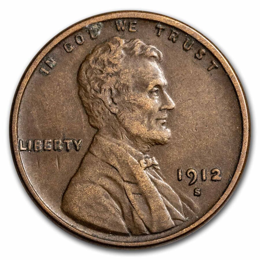 1912-S Lincoln Cent XF Details (Cleaned)