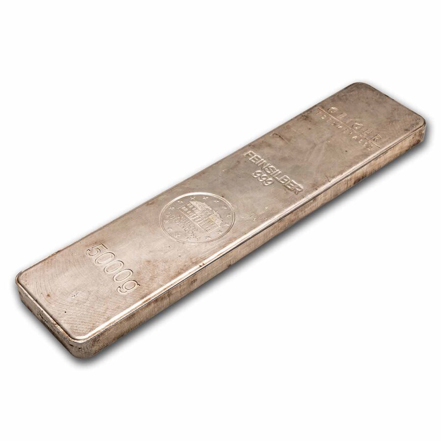 5000 gram Silver Bar - Geiger (Scruffy/No Label)