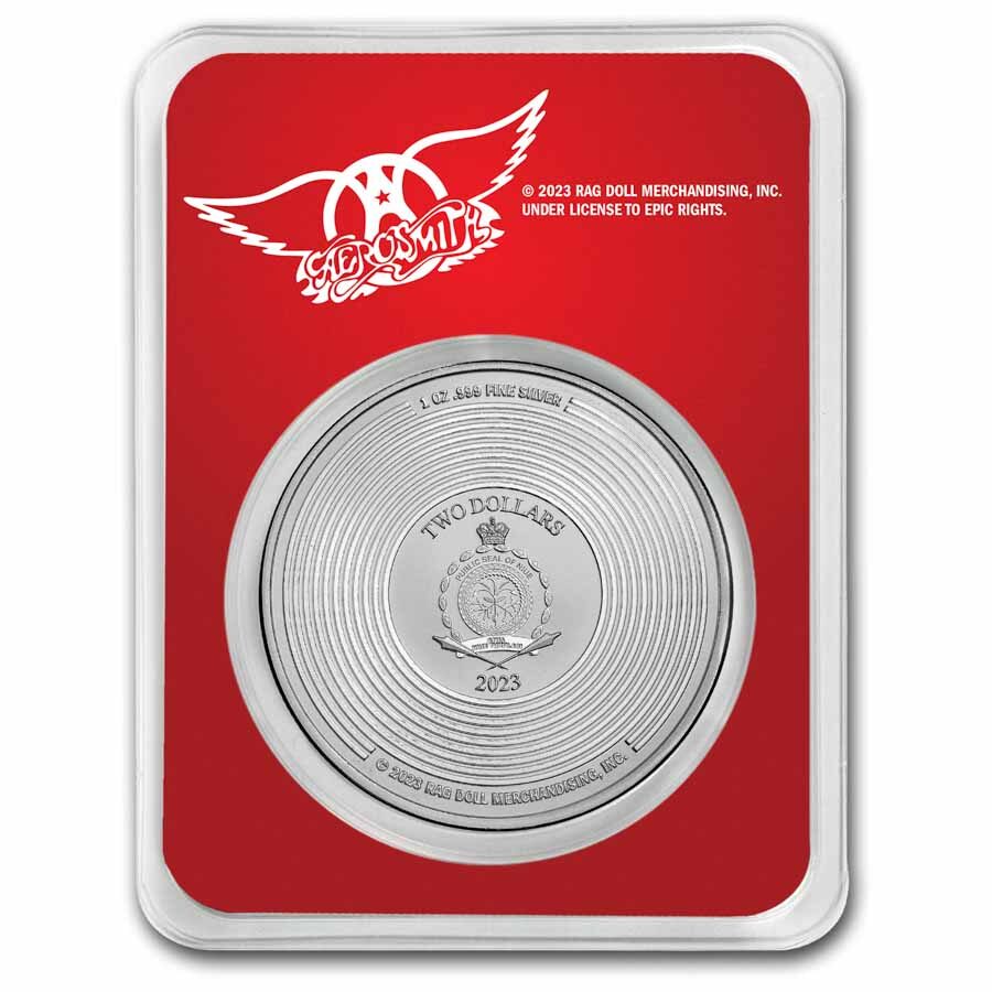2023 Niue 1 oz Ag $2 Aerosmith Colorized 50th Dream On in TEP