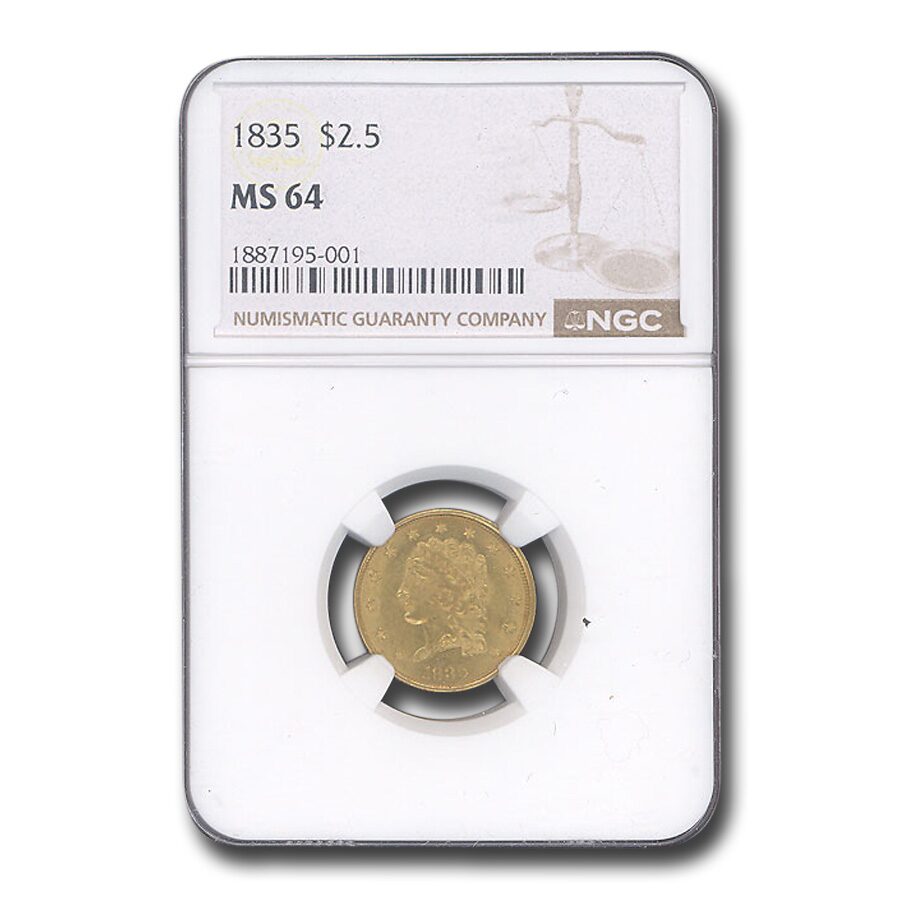 1835 $2.50 Gold Classic Head Quarter Eagle MS-64 NGC