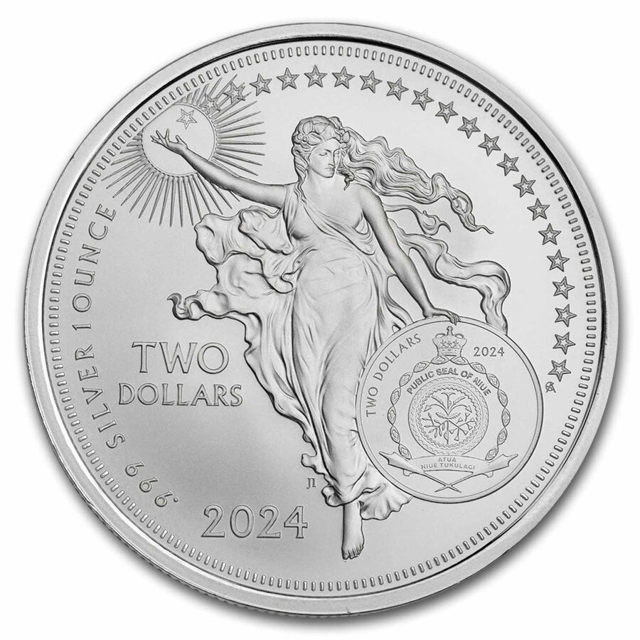 2024 Niue 1 oz Silver Icons of Inspiration: Johannes Gutenberg BU