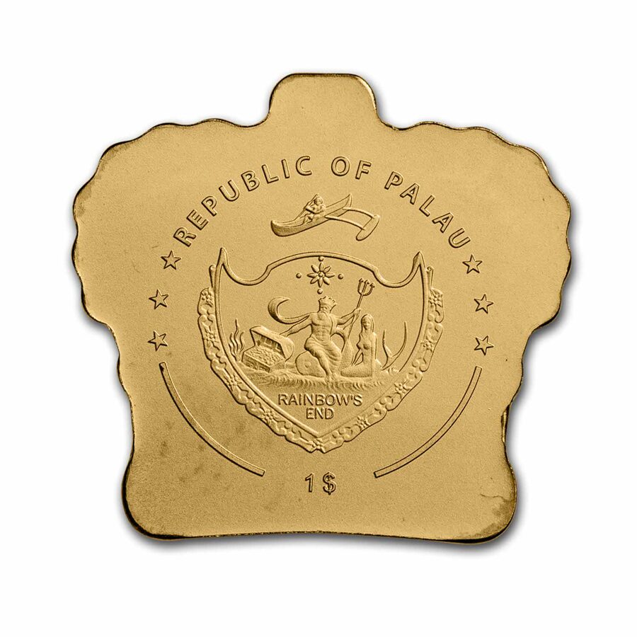 Palau 1/2 gram Gold $1 Crown Shaped Coin