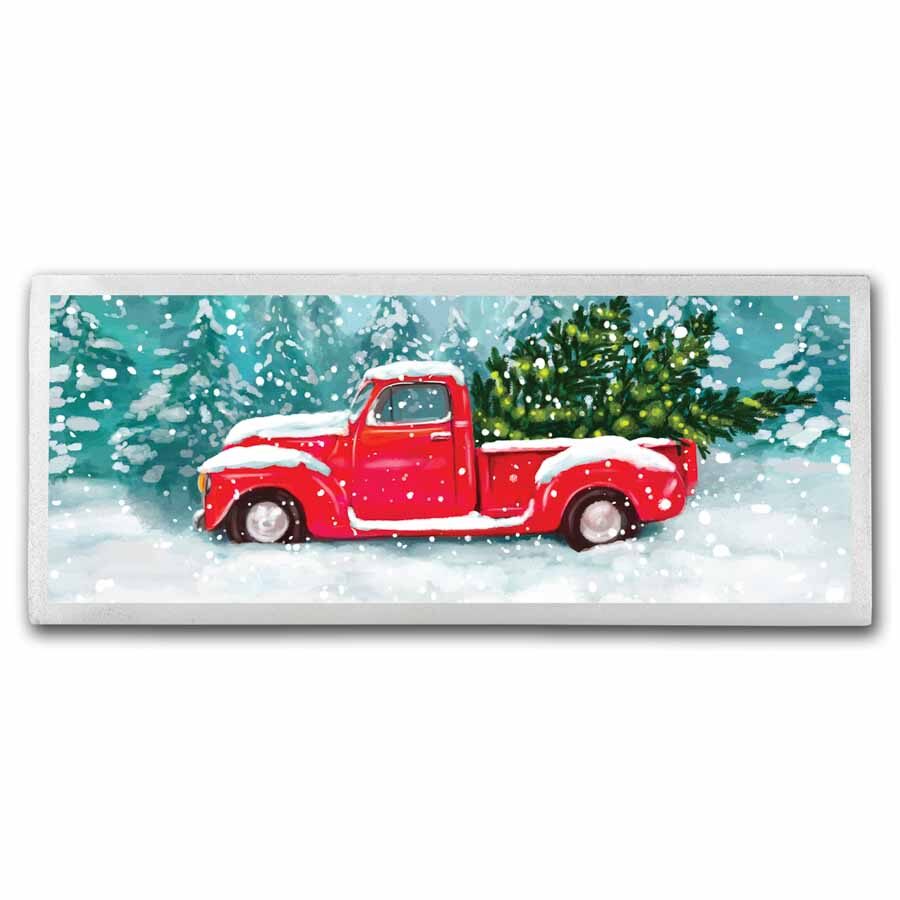 Chevrolet 4 oz Silver Bar - Christmas Red Truck with Tree