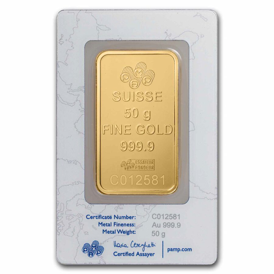 50 gram Gold Bar - PAMP Suisse Rosa (In Assay)