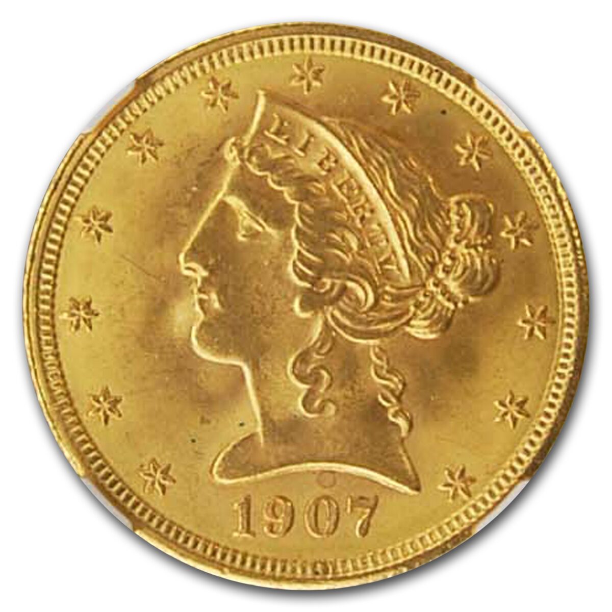 1907 $5 Liberty Gold Half Eagle MS-65+ NGC CAC