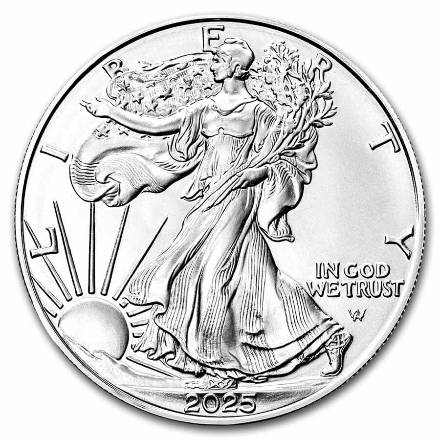 2025 1 oz American Silver Eagle - w/Blue Christmas Ornament Card