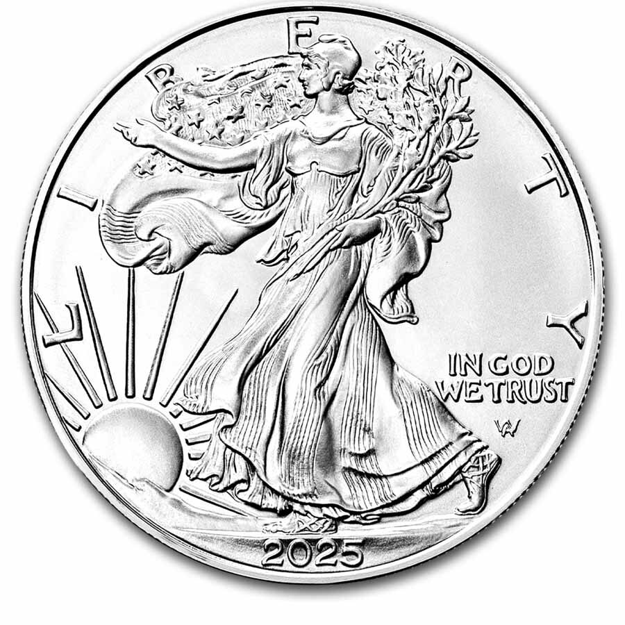 2025 1 oz American Silver Eagle - w/Plaid Happy Holidays Card