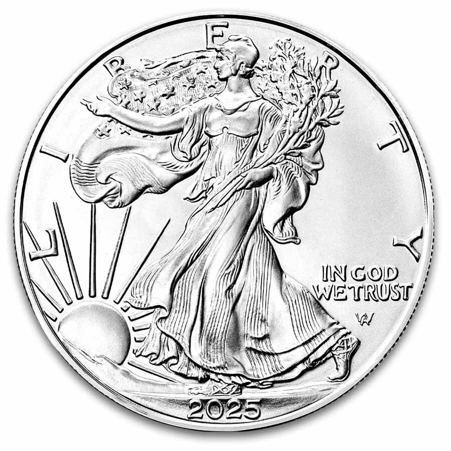 2025 1 oz American Silver Eagle - w/Elegant Merry Christmas Card